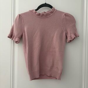 Short Sleeve Knit Top with Ruffle Detail
